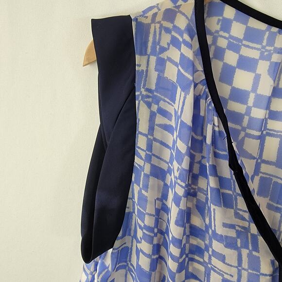 Collective Concept Womens Top Semi Sheer Geometric Henley Style Popover Sz Large - Picture 7 of 8